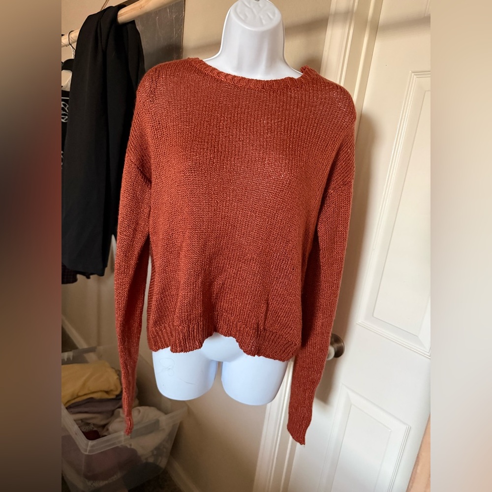 Women's Rust Orange Open Back Sweater